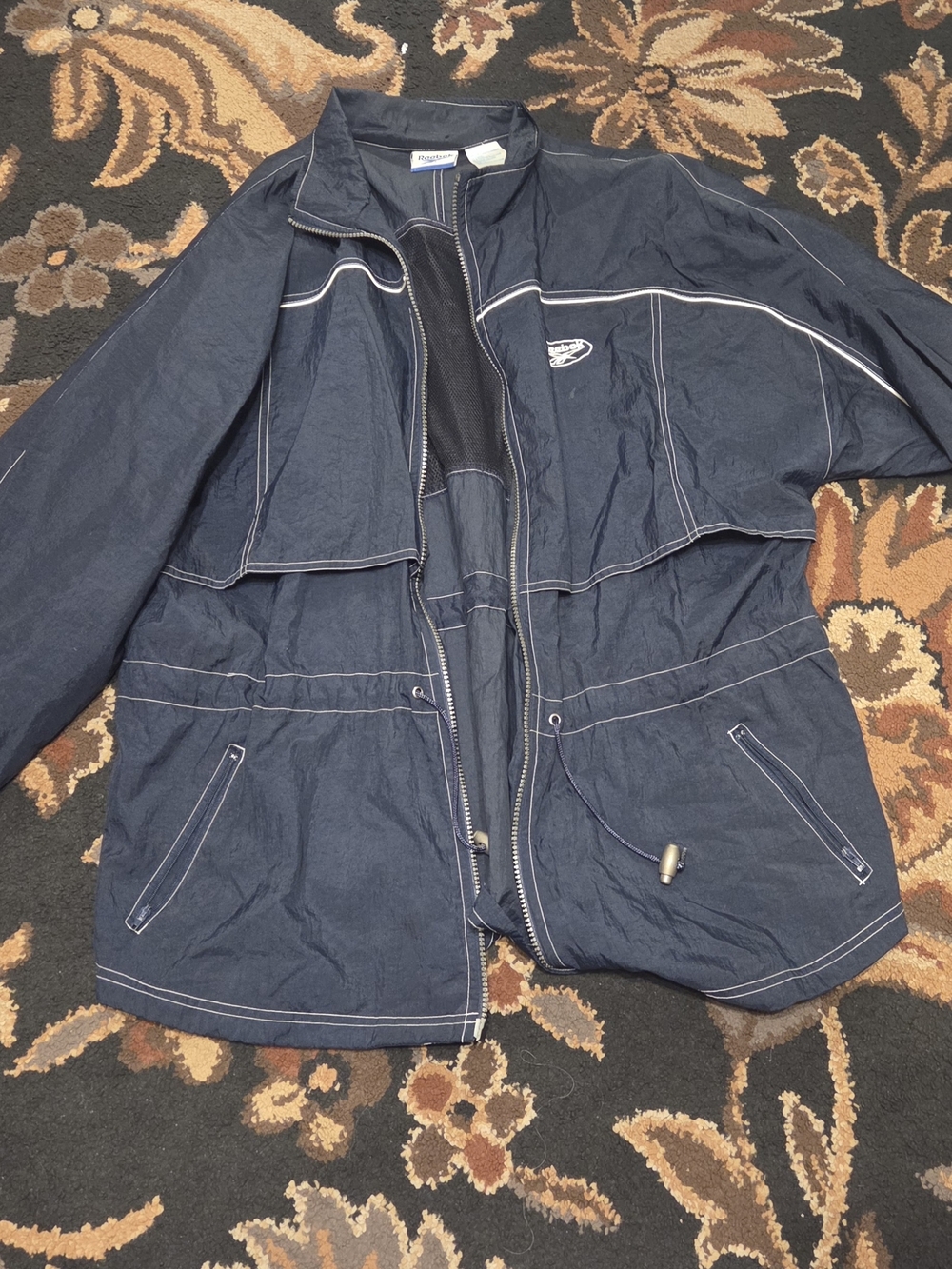 Reebok Black and Blue Logo Nylon Jacket